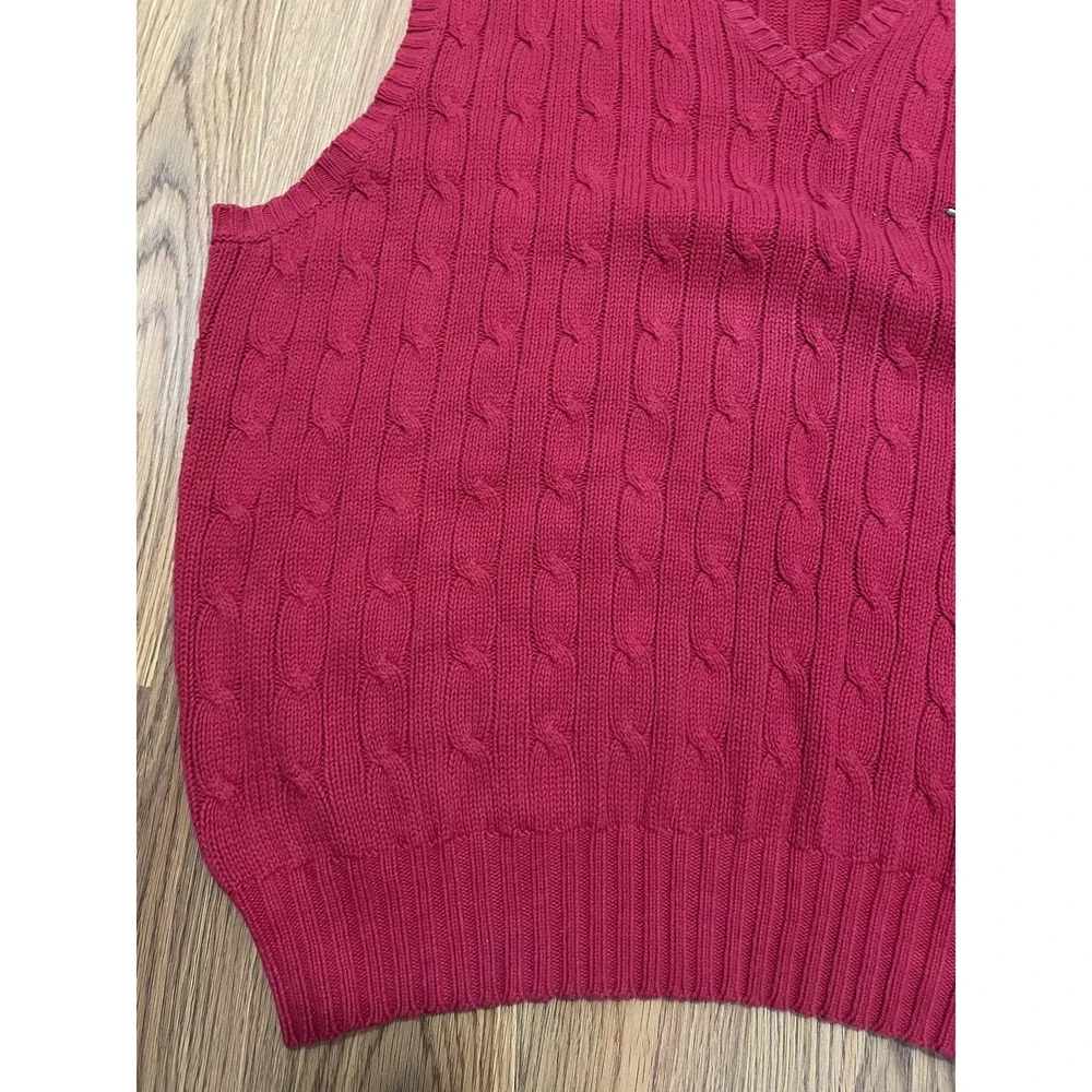 Polo Ralph Lauren Sweater Vest Mens XL Cable Knit Golf Crest V Neck